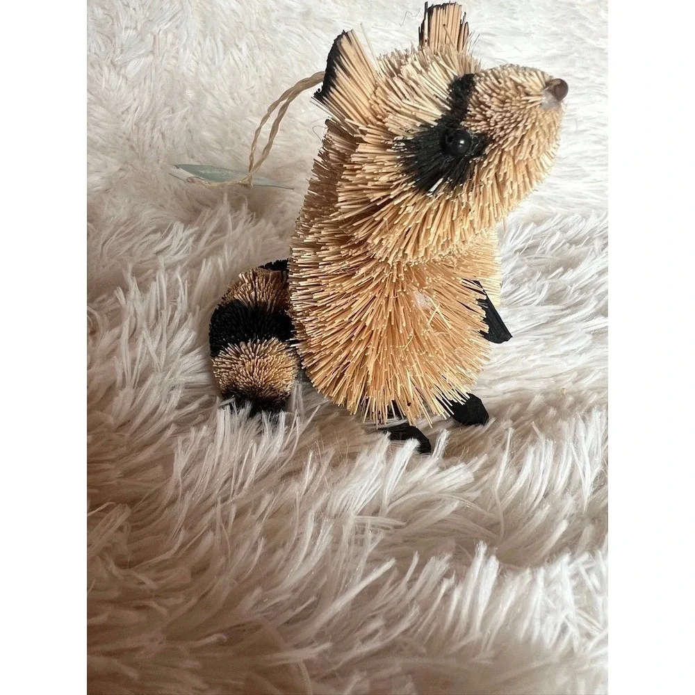 Kurt Adler Buri Fiber Woodland Ornaments Christmas Raccoon Chipmunk Rustic